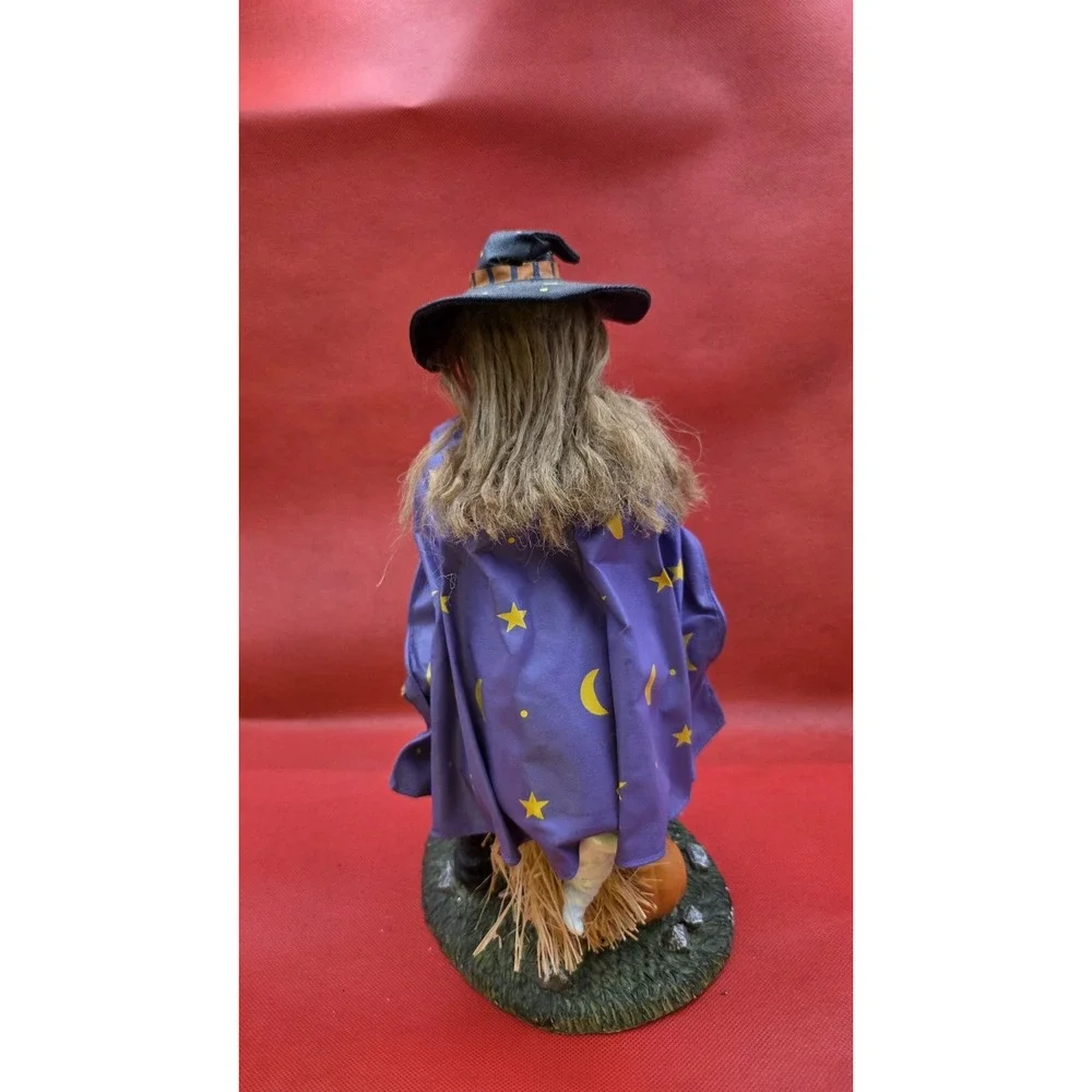 Vtg‎ Halloween Witch Ghost Pumpkin Jack-o'-lantern Figurine Resin & Paper-mâché